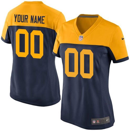 Women's Elite Nike Jersey Navy Blue Alternate - Customized NFL Green Bay Packers